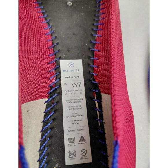 Rothy's Women Size 7 Flats Toe Slip On Shoes Red Stretch Round Toe - Picture 6 of 8